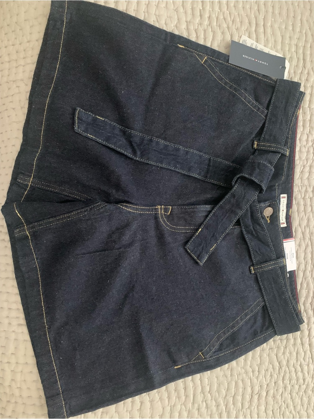 Tommy Hilfiger Dark Indigo Denim Belted Women’s Shorts